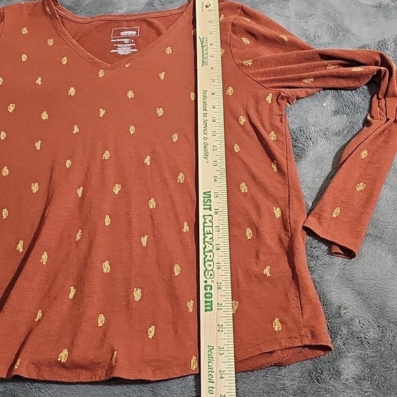 Sonoma Everyday Tee Orange Brown Cactus Long Sleeve V Neck T-shirt Size L - Picture 5 of 5